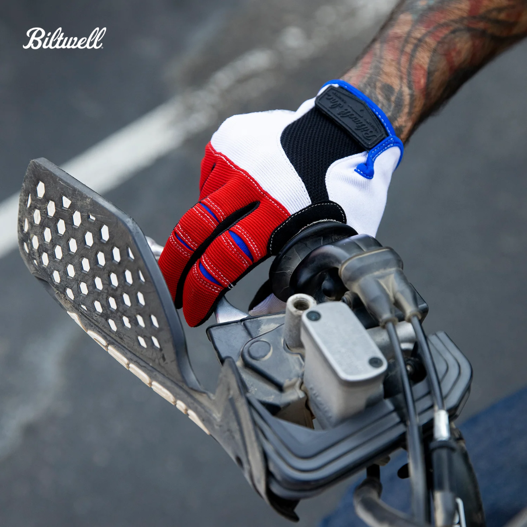 BILTWELL MOTO GLOVES RED/WHITE/BLUE