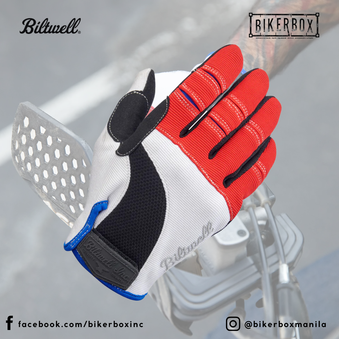 BILTWELL MOTO GLOVES RED/WHITE/BLUE