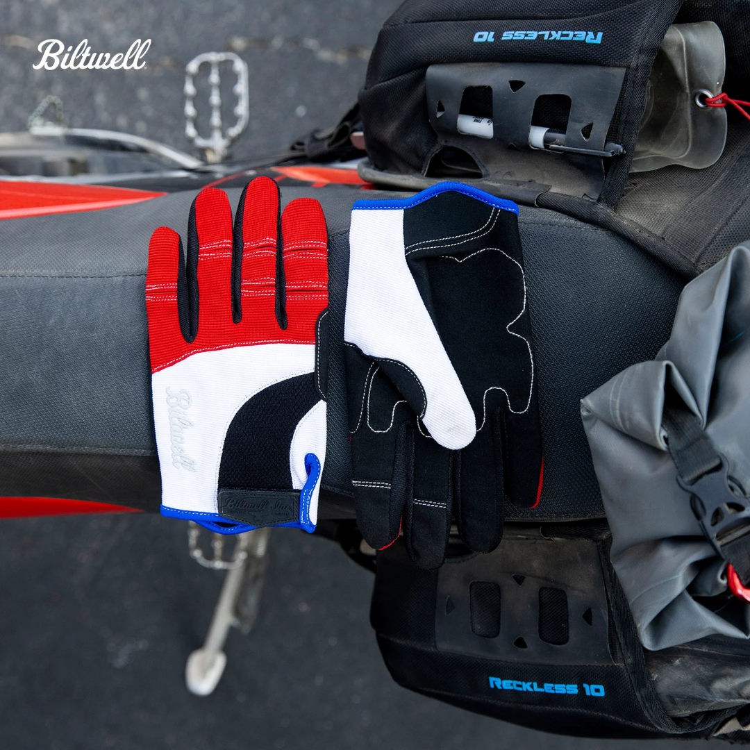 BILTWELL MOTO GLOVES RED/WHITE/BLUE