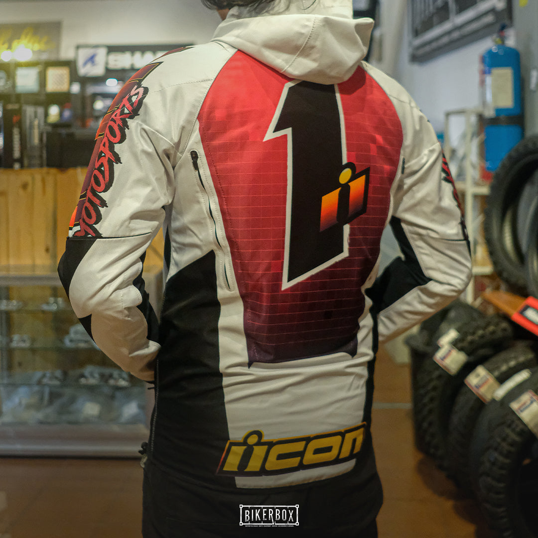 ICON AIRFRAME QUARTERFLASH JACKET WHITE/BLACK/RED